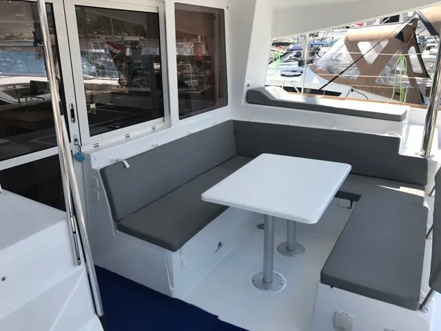 Deck of Tulip, a Lagoon 400 S2 catamaran at Lavreotiki Municipal Unit, Greece