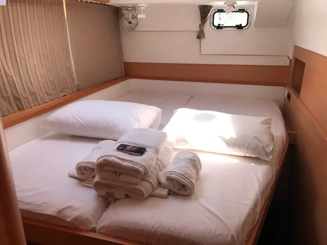 Cabin on Tulip, a Lagoon 400 S2 catamaran at Lavreotiki Municipal Unit, Greece