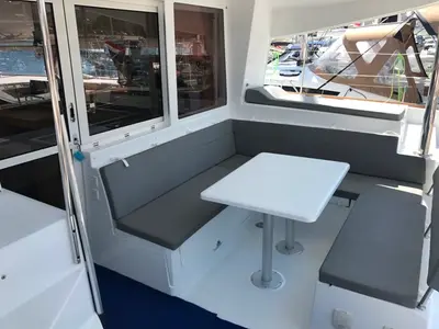 Deck of Tulip, a Lagoon 400 S2 catamaran at Lavreotiki Municipal Unit, Greece