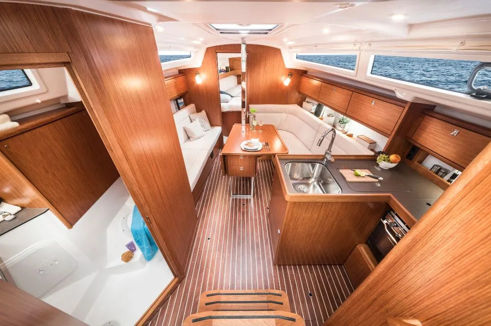 Salon of Saga, a Bavaria Cruiser 34 sailboat at Zadar, Croatia