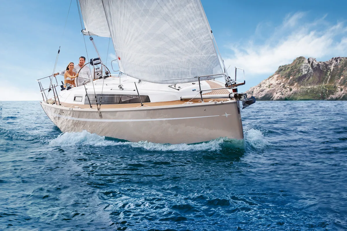 Exterior view of Saga, a Bavaria Cruiser 34 sailboat at Zadar, Croatia