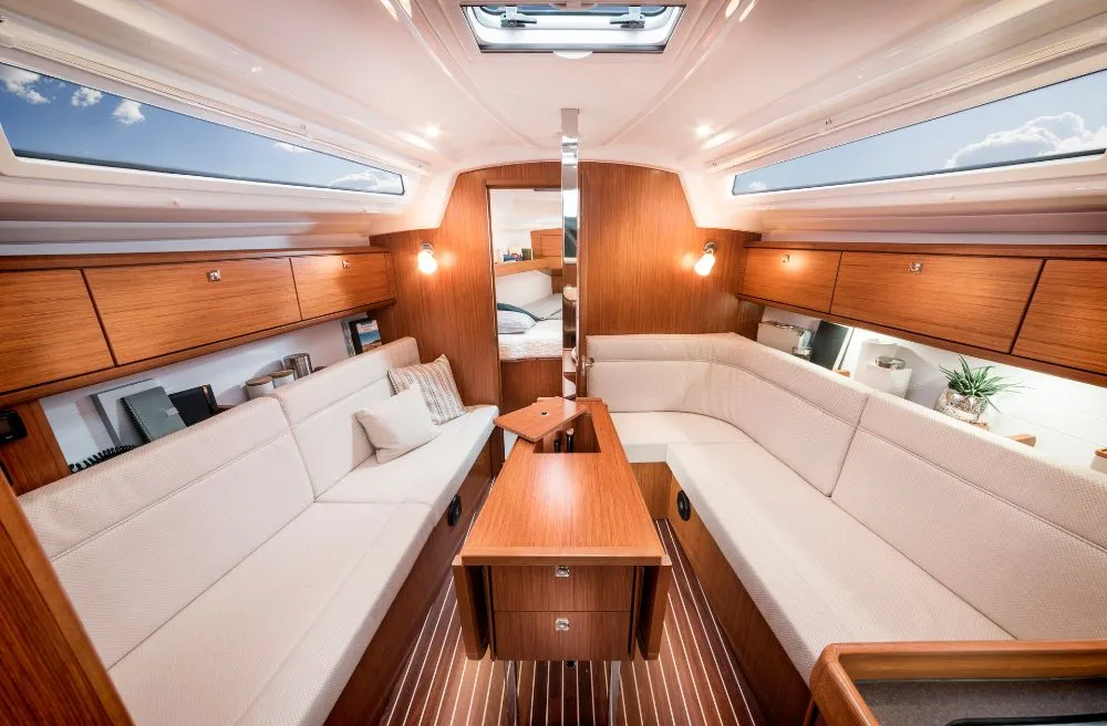 Salon of Saga, a Bavaria Cruiser 34 sailboat at Zadar, Croatia