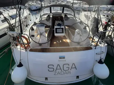 Cockpit of Saga, a Bavaria Cruiser 34 sailboat at Zadar, Croatia