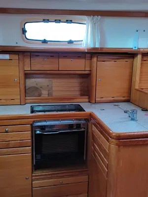 Galley of Paula, a Bavaria 37 Cruiser sailboat at Kontokali, Greece