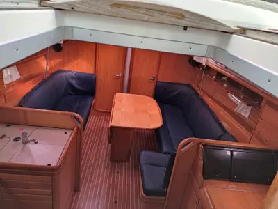 Salon of Paula, a Bavaria 37 Cruiser sailboat at Kontokali, Greece