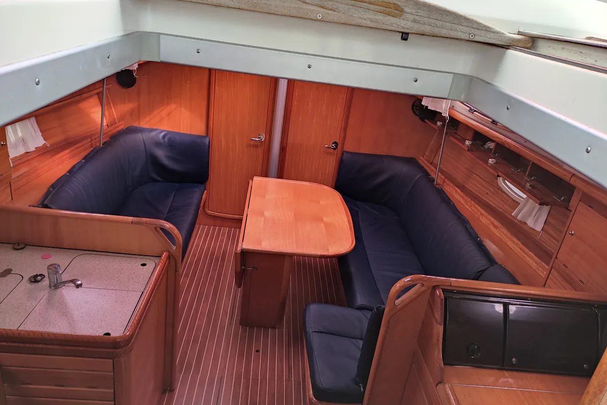 Salon of Paula, a Bavaria 37 Cruiser sailboat at Kontokali, Greece