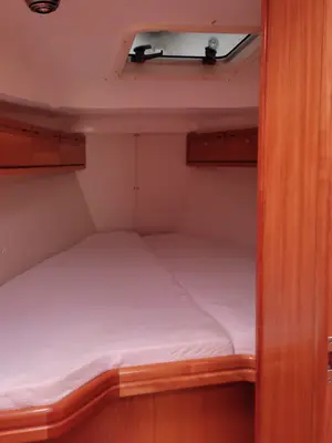 Cabin on Paula, a Bavaria 37 Cruiser sailboat at Kontokali, Greece
