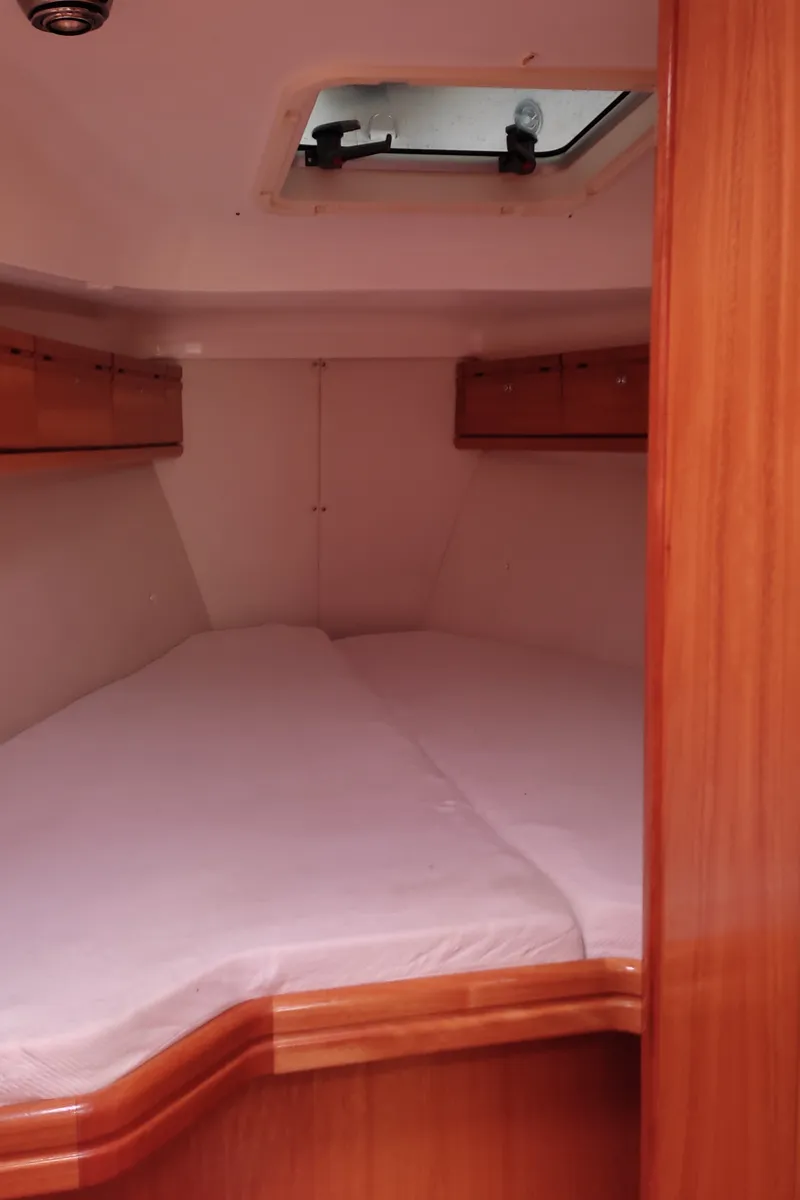 Cabin on Paula, a Bavaria 37 Cruiser sailboat at Kontokali, Greece