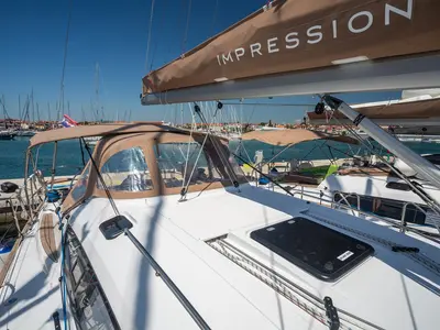 Deck of Vera, a Elan Impression 45 sailboat at Split, Croatia
