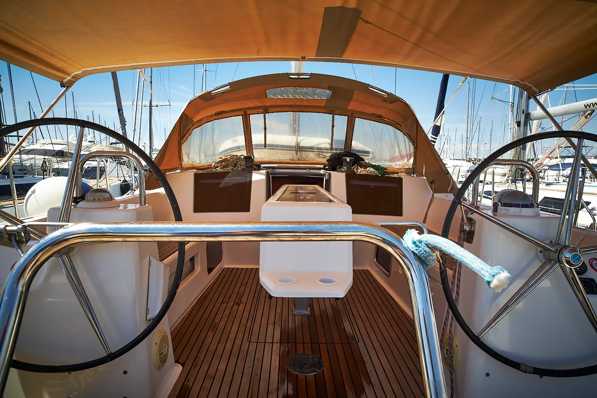 Aruna, a Dufour 460 GL sailboat at Grad Biograd na Moru, Croatia