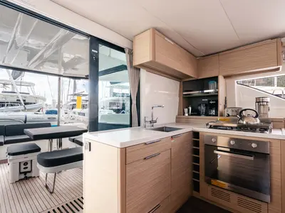 Galley of Moondance, a Lagoon 51 OW catamaran at Road Town, British Virgin Islands