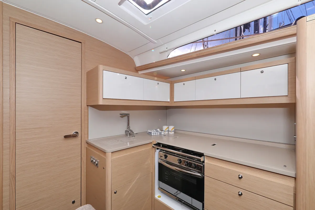 Galley of Blue Moon, a Dufour 470 sailboat at Primošten, Croatia
