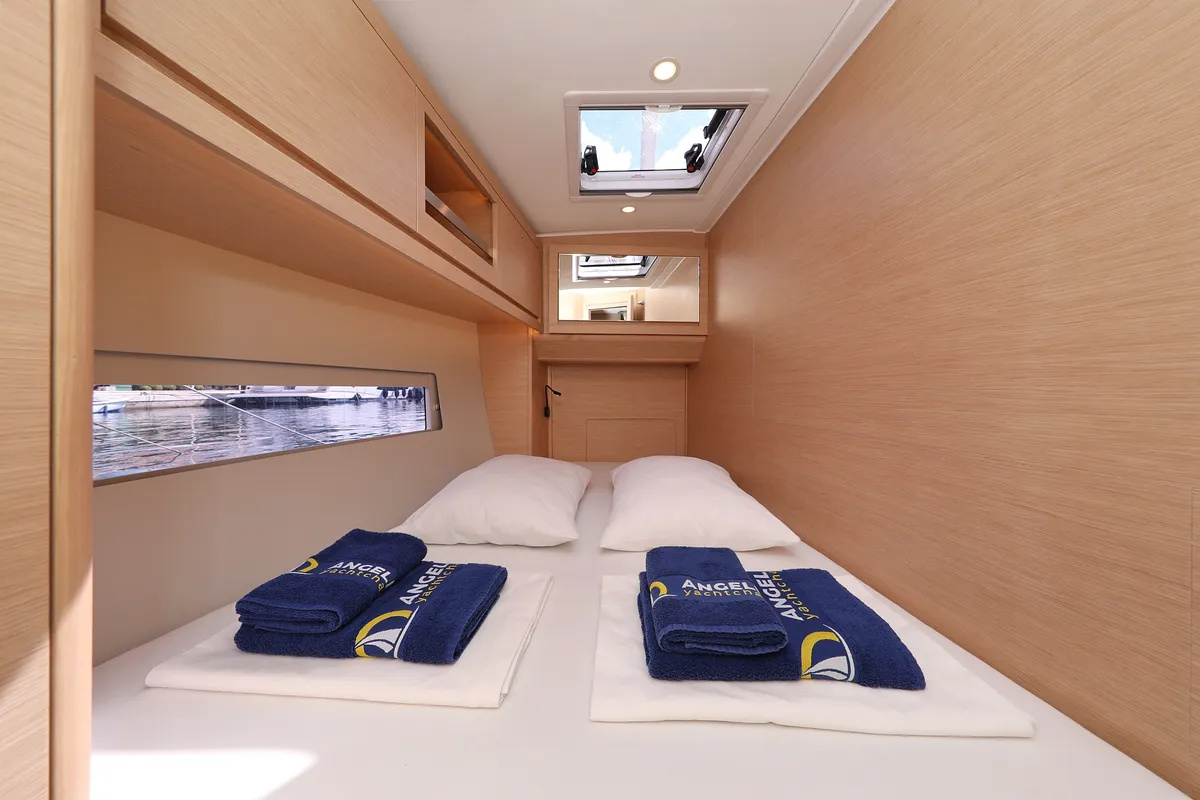 Cabin on Blue Moon, a Dufour 470 sailboat at Primošten, Croatia