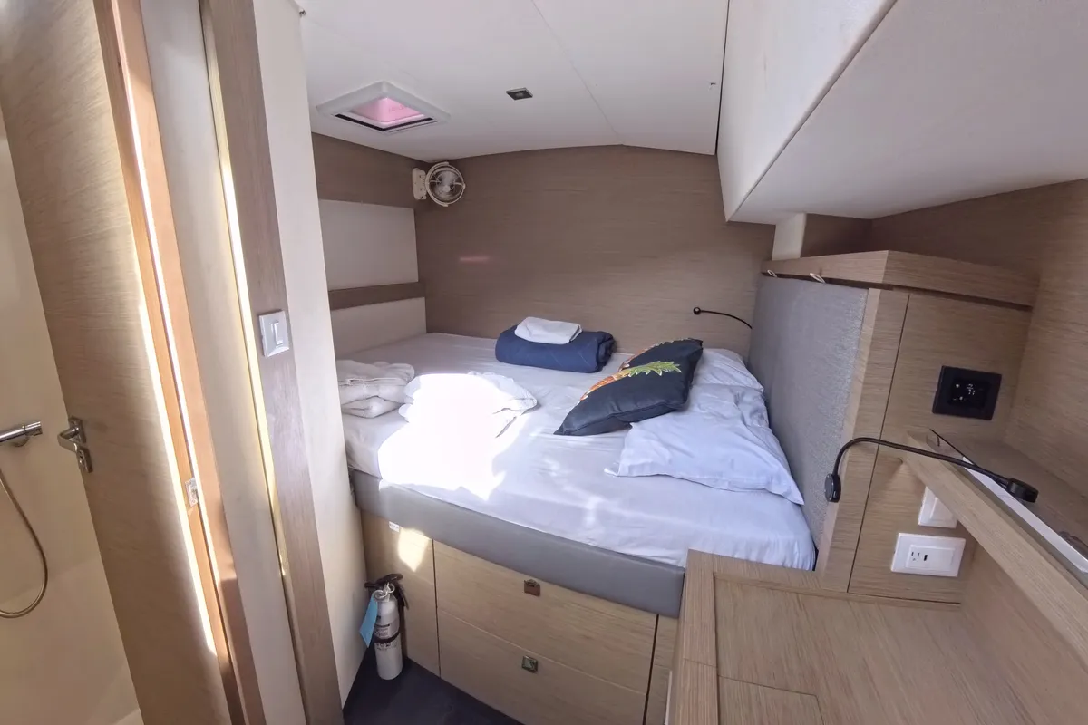 Cabin on Parrot Ice, a Fountaine Pajot Saona 47 catamaran at Road Town, British Virgin Islands
