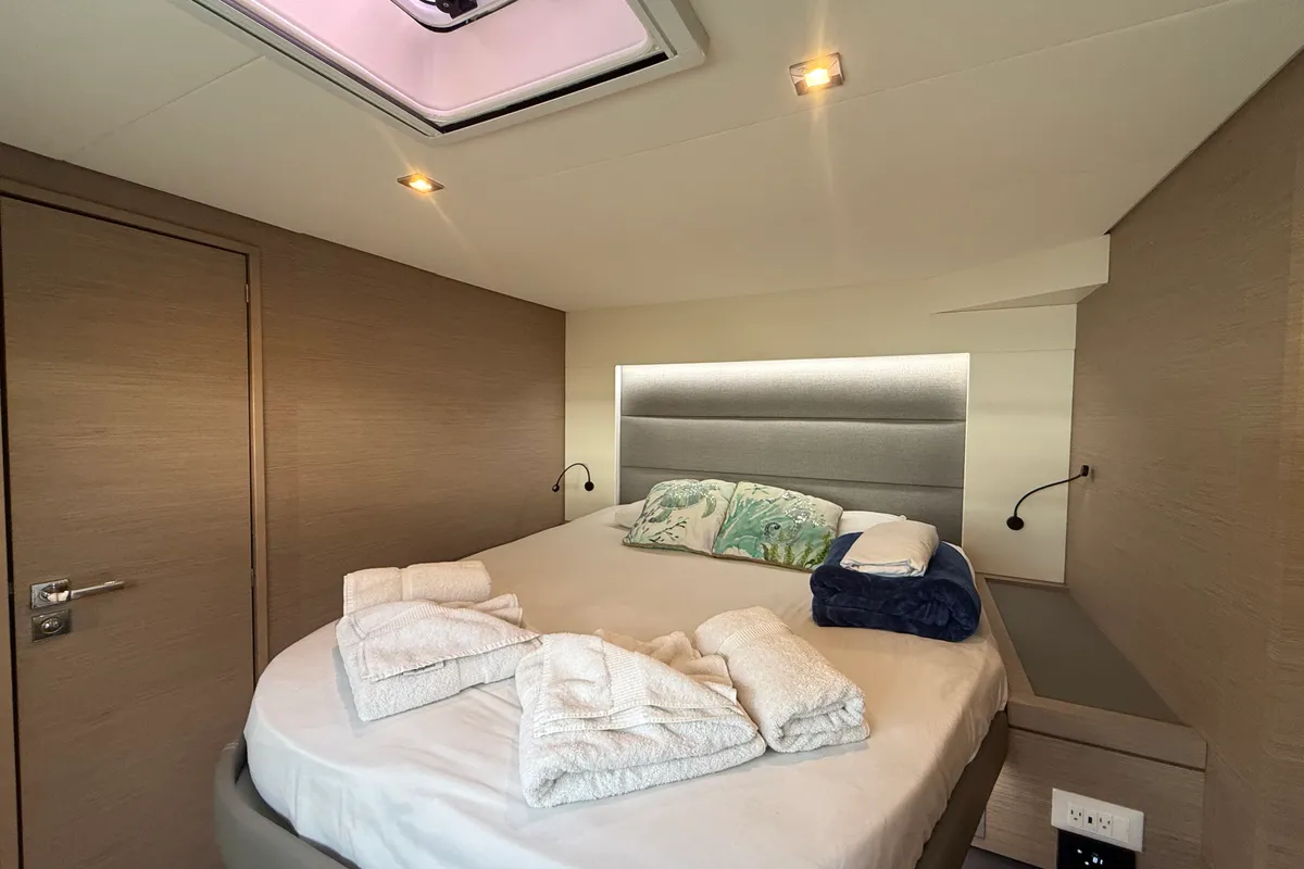 Cabin on Parrot Ice, a Fountaine Pajot Saona 47 catamaran at Road Town, British Virgin Islands