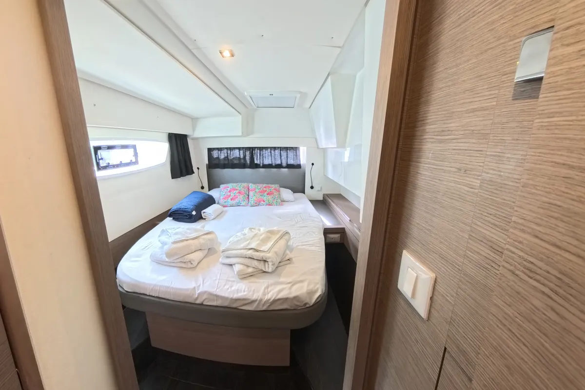 Cabin on Parrot Ice, a Fountaine Pajot Saona 47 catamaran at Road Town, British Virgin Islands