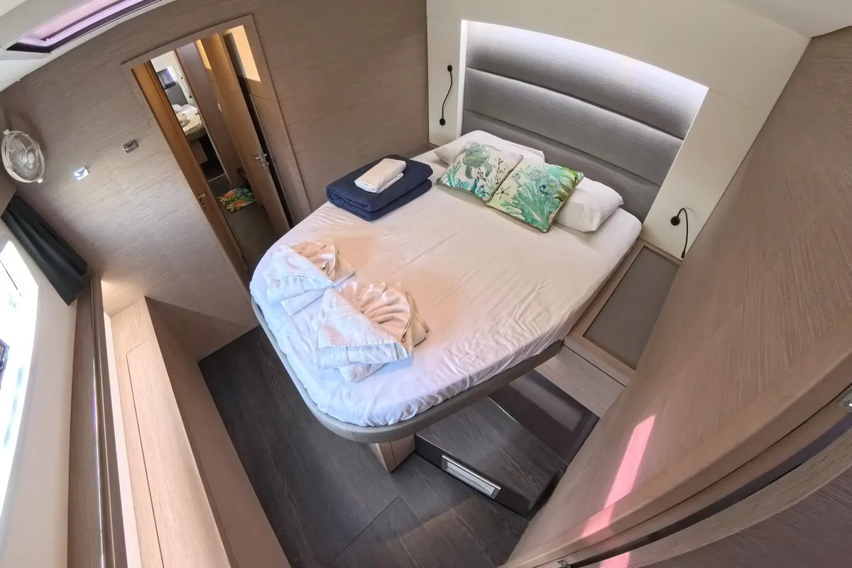 Cabin on Parrot Ice, a Fountaine Pajot Saona 47 catamaran at Road Town, British Virgin Islands