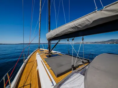Deck of Mischief 2.0, a Hanse 588 sailboat at Općina Sukošan, Croatia