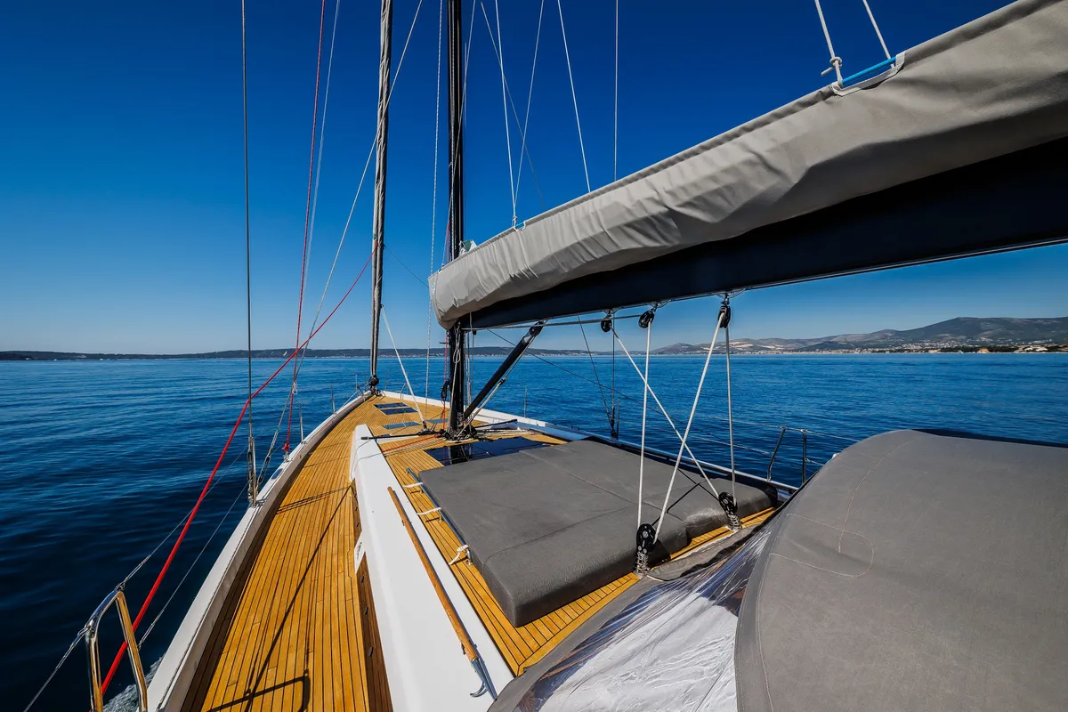 Deck of Mischief 2.0, a Hanse 588 sailboat at Općina Sukošan, Croatia