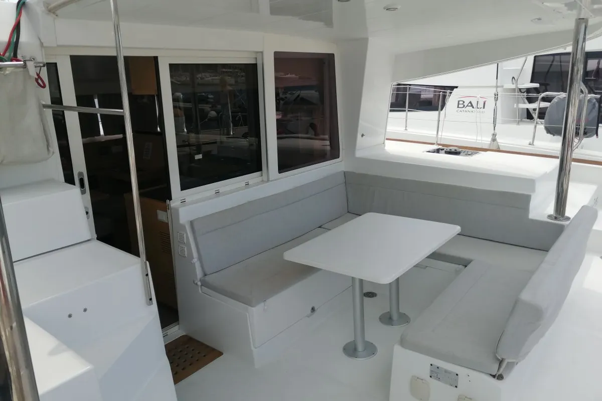 Deck of Ladies First, a Lagoon 400 S2 catamaran at Općina Rogoznica, Croatia