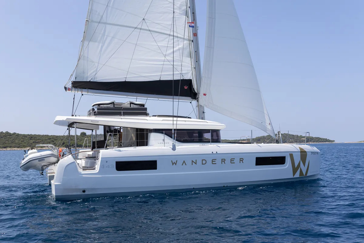 Exterior view of WANDERER, a Lagoon 43 catamaran at Općina Rogoznica, Croatia