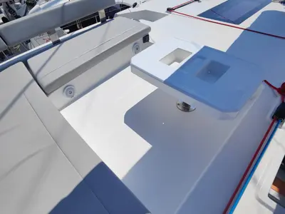 Deck of Nicot, a Leopard 42 catamaran at Procida, Italy