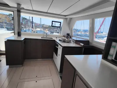 Galley of Nicot, a Leopard 42 catamaran at Procida, Italy