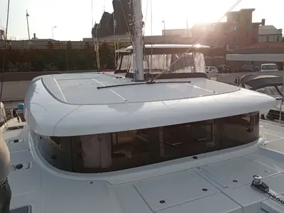 Deck of Memi, a Lagoon 42 catamaran at Palermo, Italy