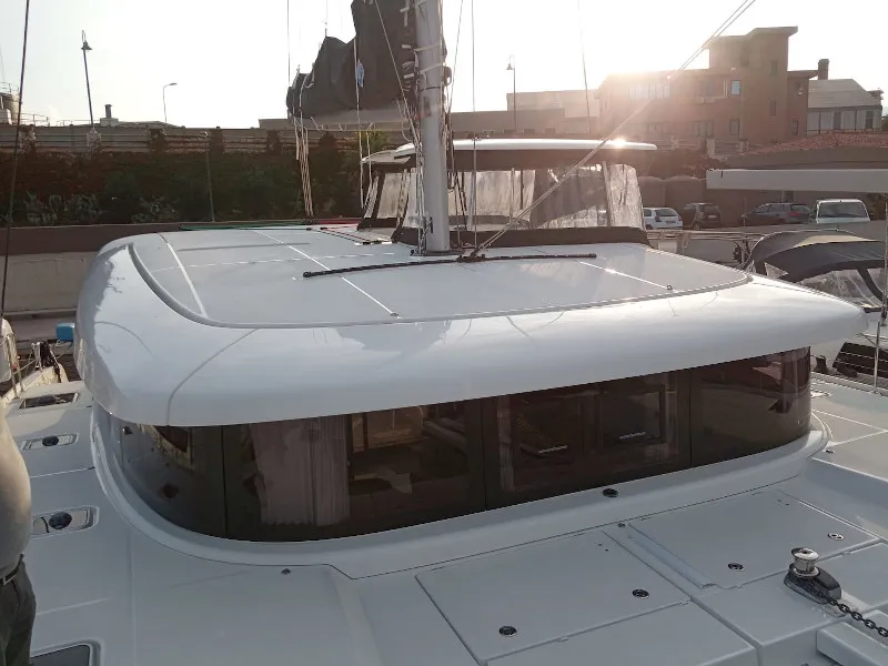 Deck of Memi, a Lagoon 42 catamaran at Palermo, Italy