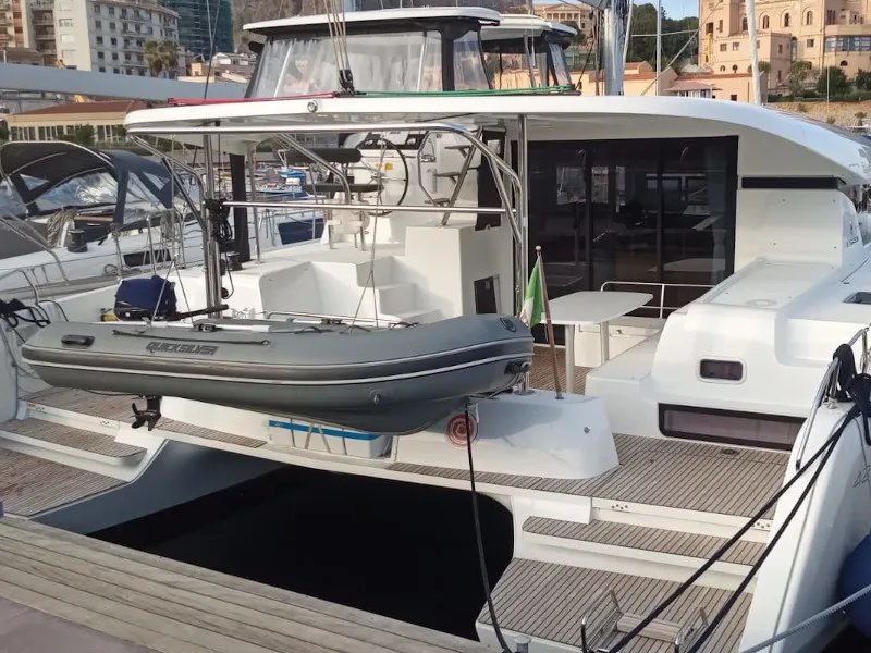 Deck of Memi, a Lagoon 42 catamaran at Palermo, Italy