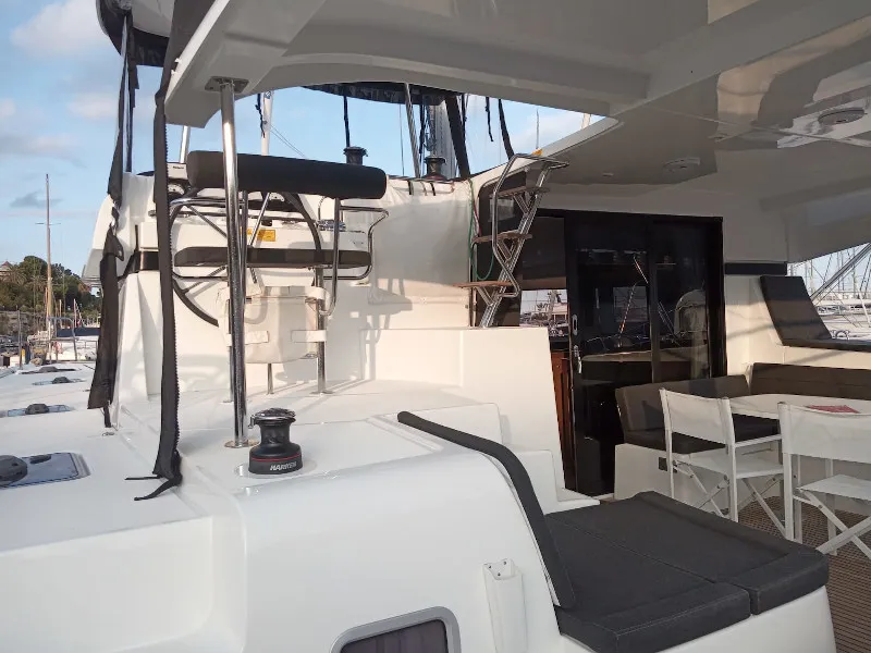 Deck of Memi, a Lagoon 42 catamaran at Palermo, Italy