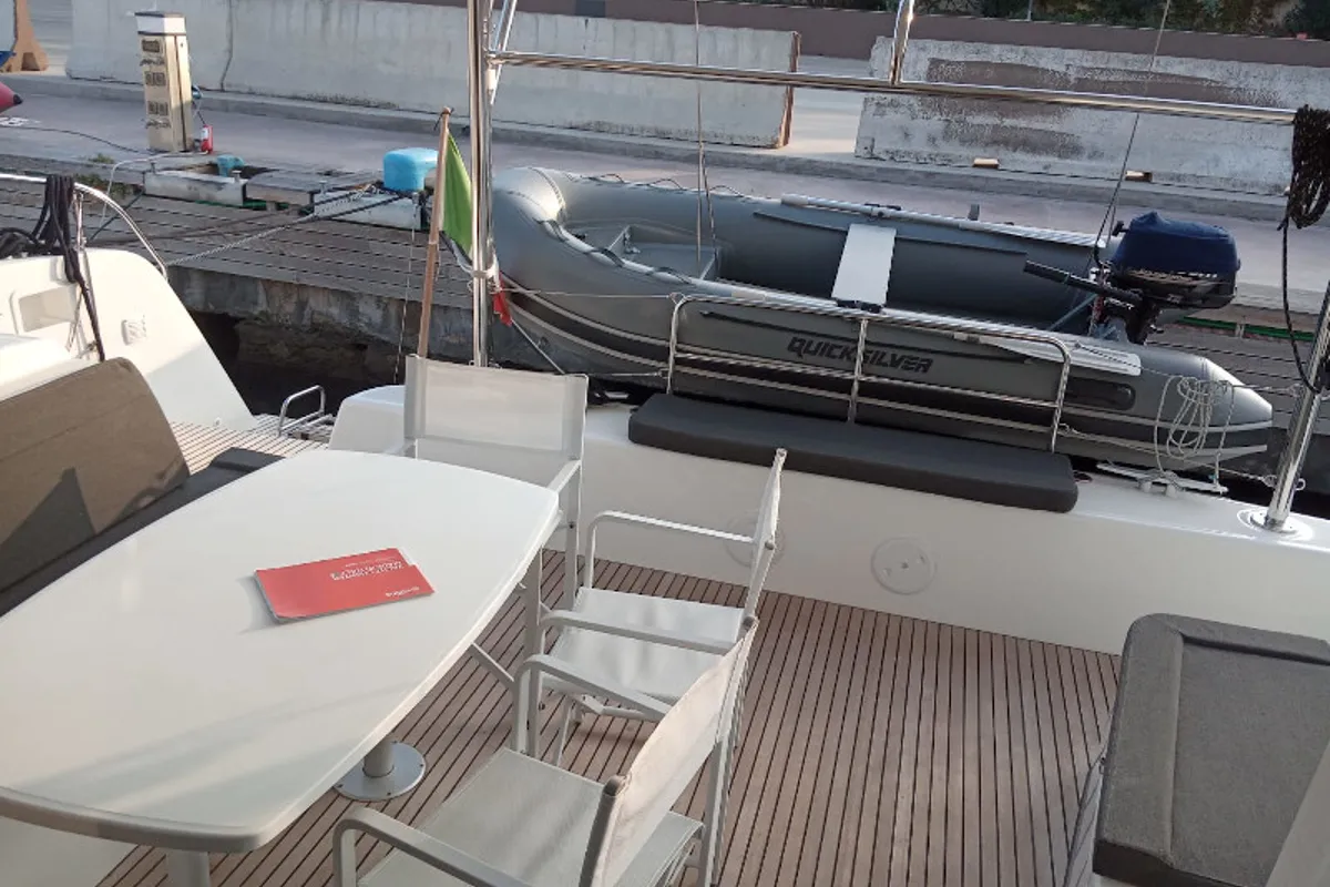 Deck of Memi, a Lagoon 42 catamaran at Palermo, Italy