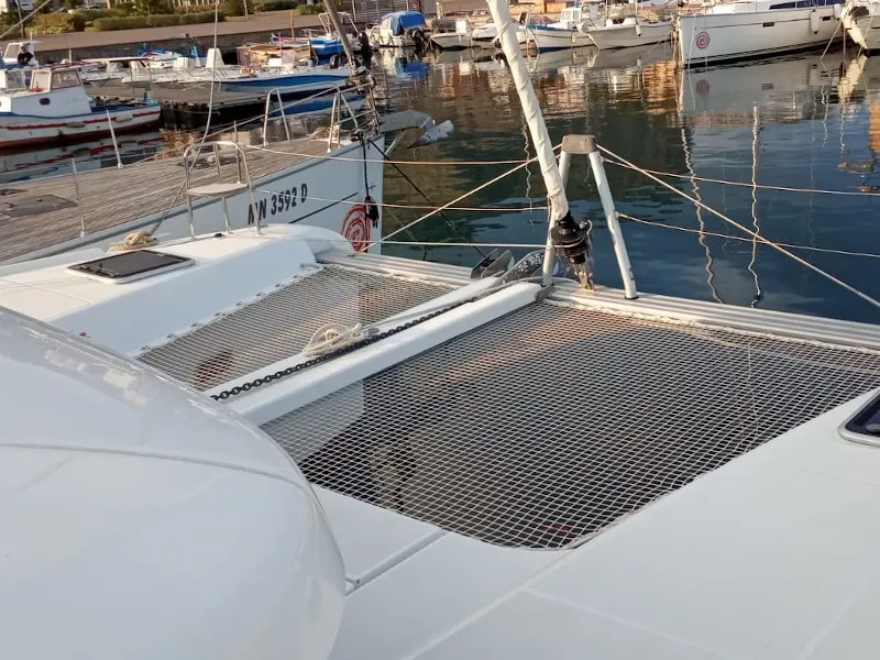 Deck of Memi, a Lagoon 42 catamaran at Palermo, Italy