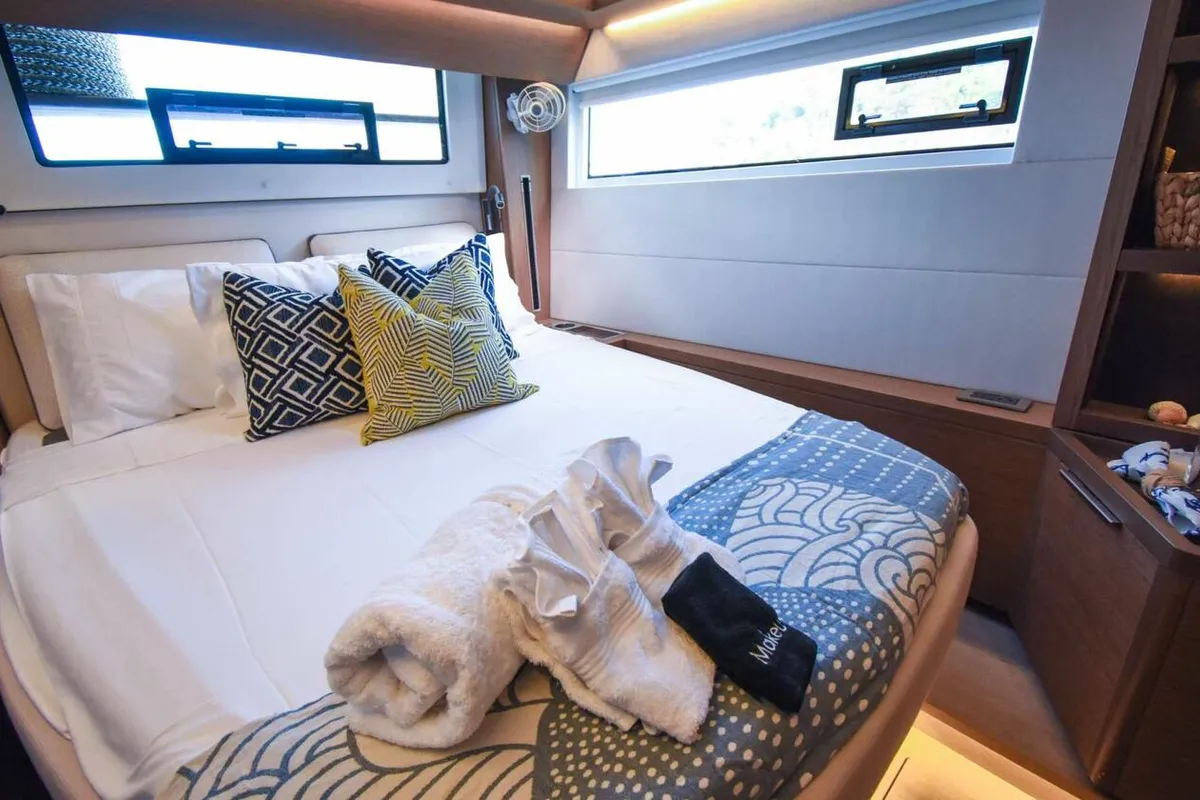 Cabin on Sea IO, a Lagoon 50 OW catamaran at Road Town, British Virgin Islands