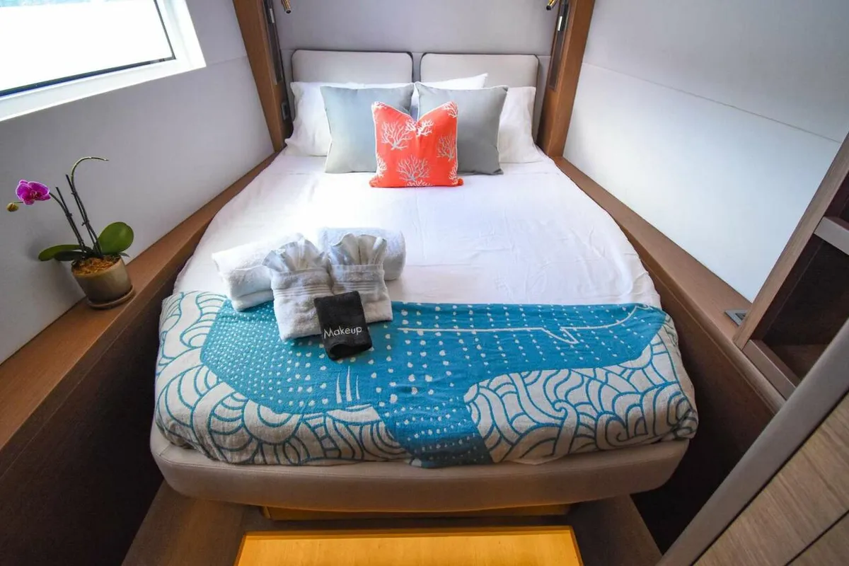 Cabin on Sea IO, a Lagoon 50 OW catamaran at Road Town, British Virgin Islands