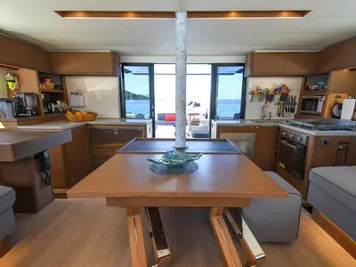 Galley of Sea IO, a Lagoon 50 OW catamaran at Road Town, British Virgin Islands