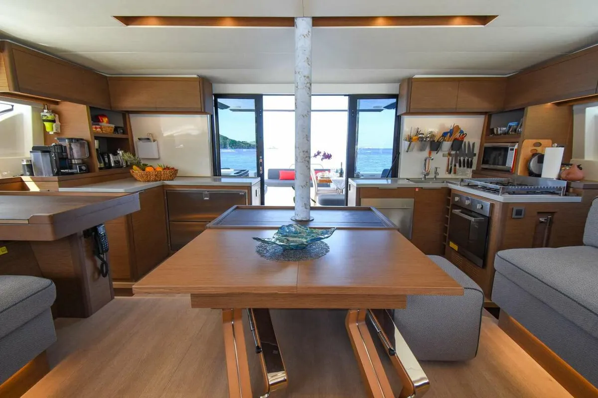 Galley of Sea IO, a Lagoon 50 OW catamaran at Road Town, British Virgin Islands