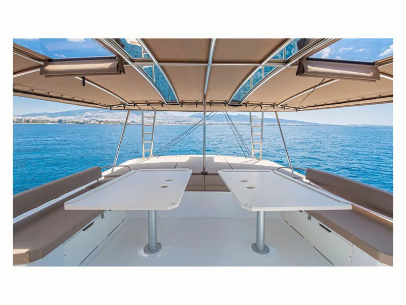 Deck of License to chill, a Bali 5.4 catamaran at Athens, Greece