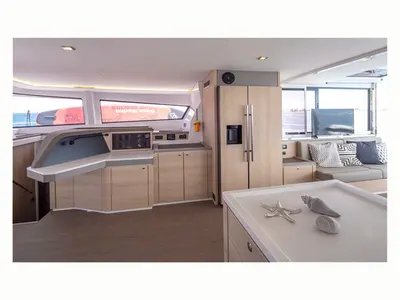 Galley of License to chill, a Bali 5.4 catamaran at Athens, Greece