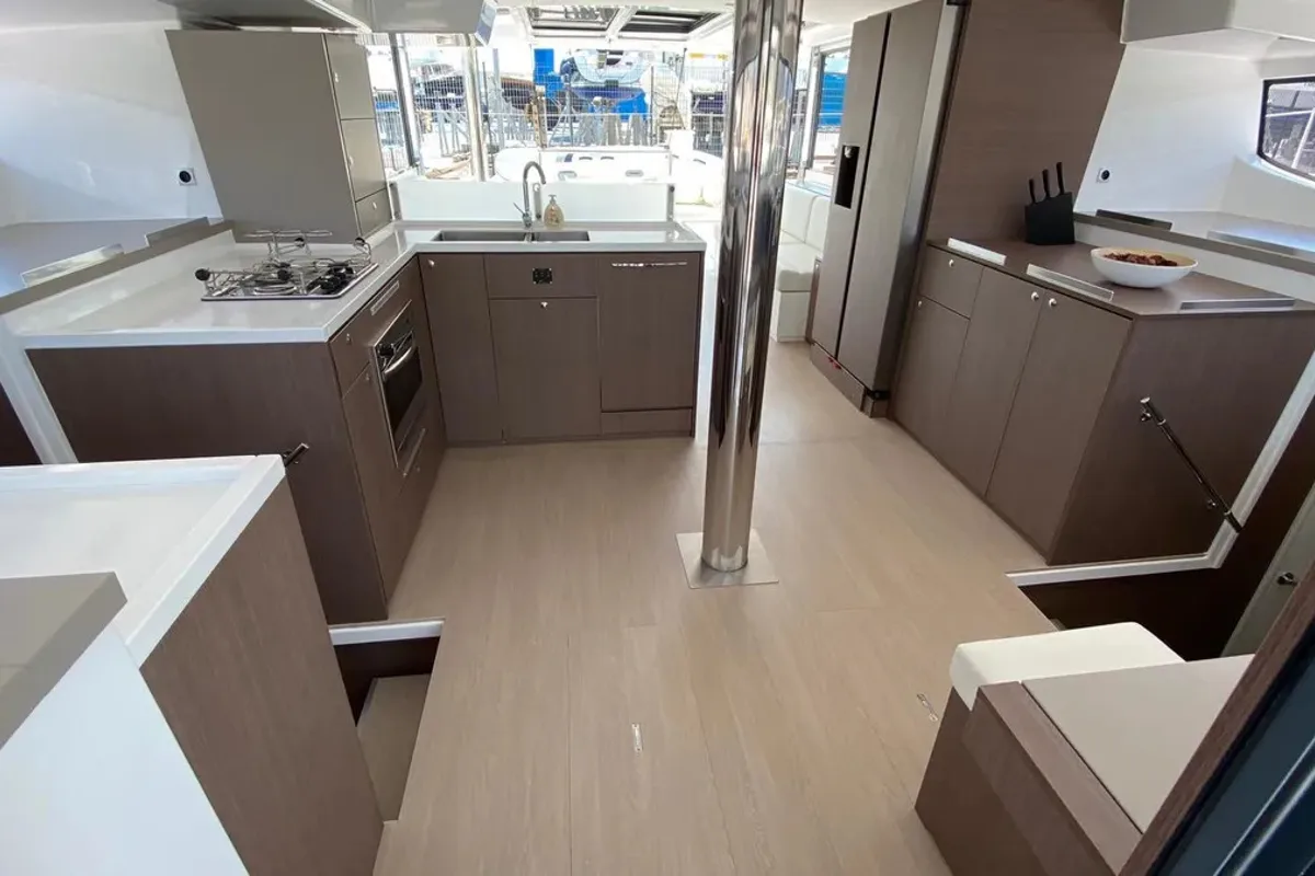 Galley of Anna, a Bali 4.8 catamaran at Capo d'Orlando, Italy