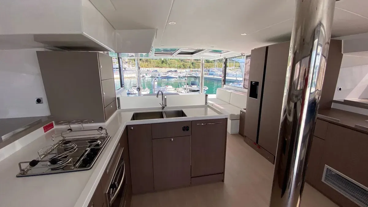 Galley of Anna, a Bali 4.8 catamaran at Capo d'Orlando, Italy