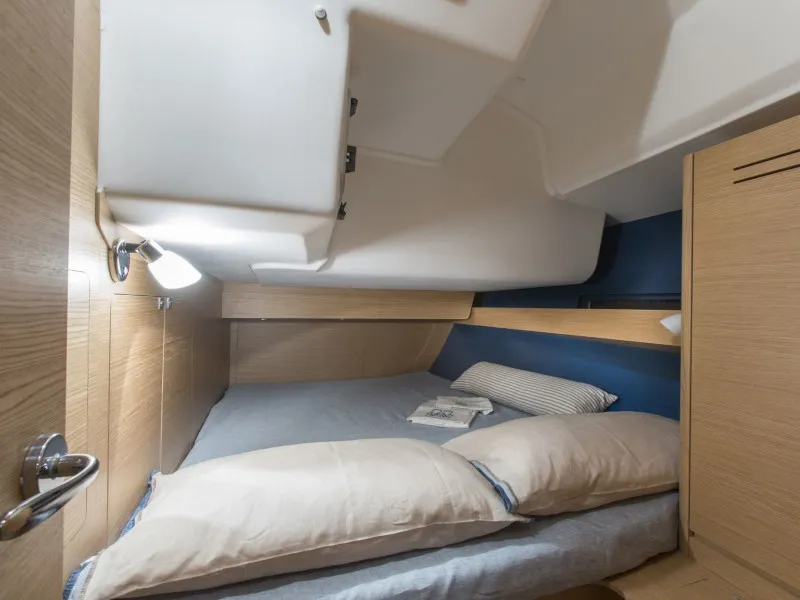 Cabin on Avior, a Dufour 460 Grand Large sailboat at Cagliari, Italy