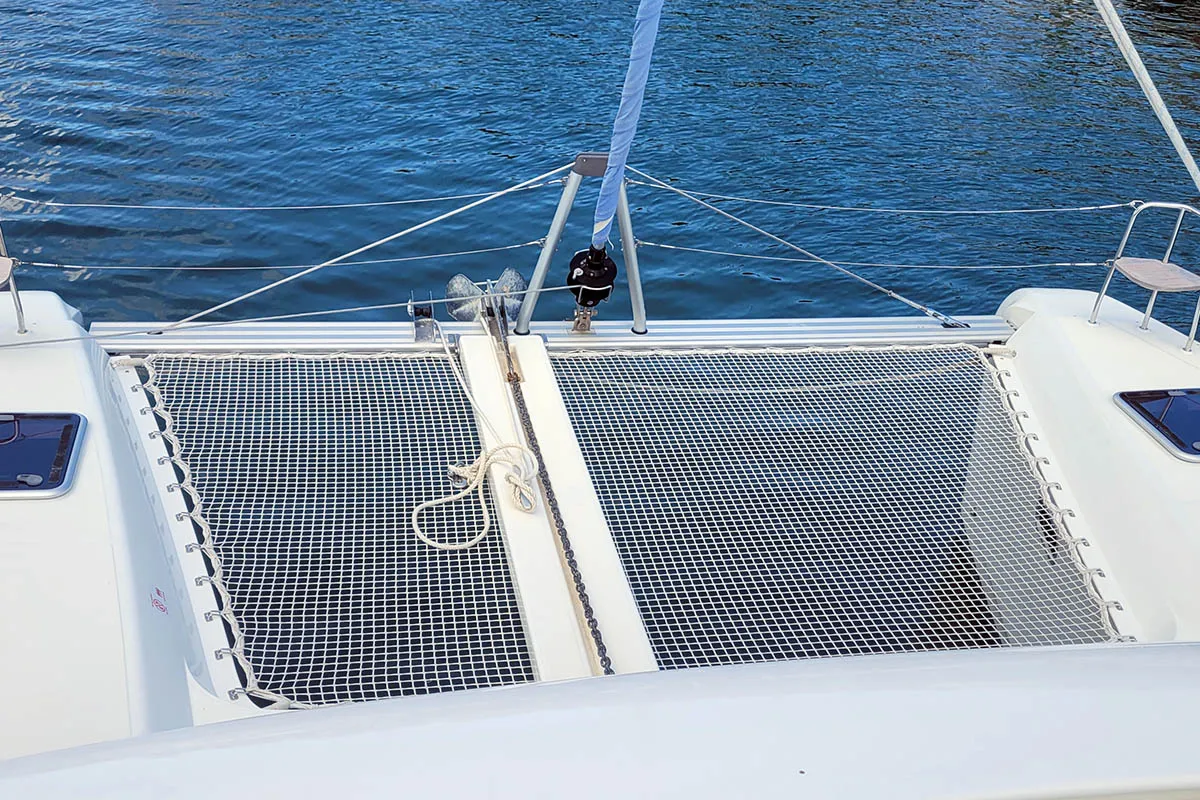 Deck of Katja BAH, a Lagoon 42 catamaran at Central Abaco, Bahamas