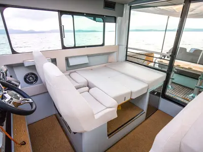 Salon of Navtia, a Saxdor 320 GTC motorboat at Grad Opatija, Croatia