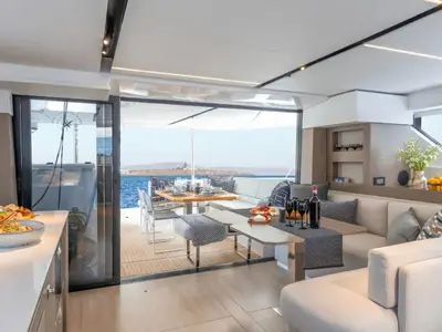 Salon of Sunsail 465 Premium Plus, a Leopard 46 catamaran at Dubrovnik, Croatia
