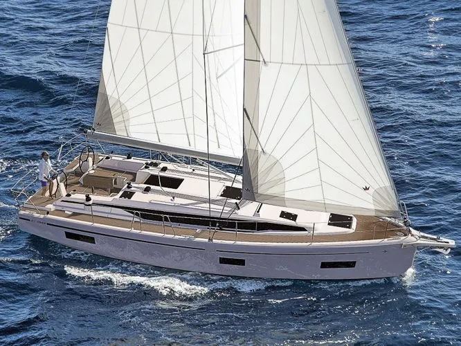 Exterior view of Twelve, a Bavaria C38 sailboat at Fisksätra, Sweden