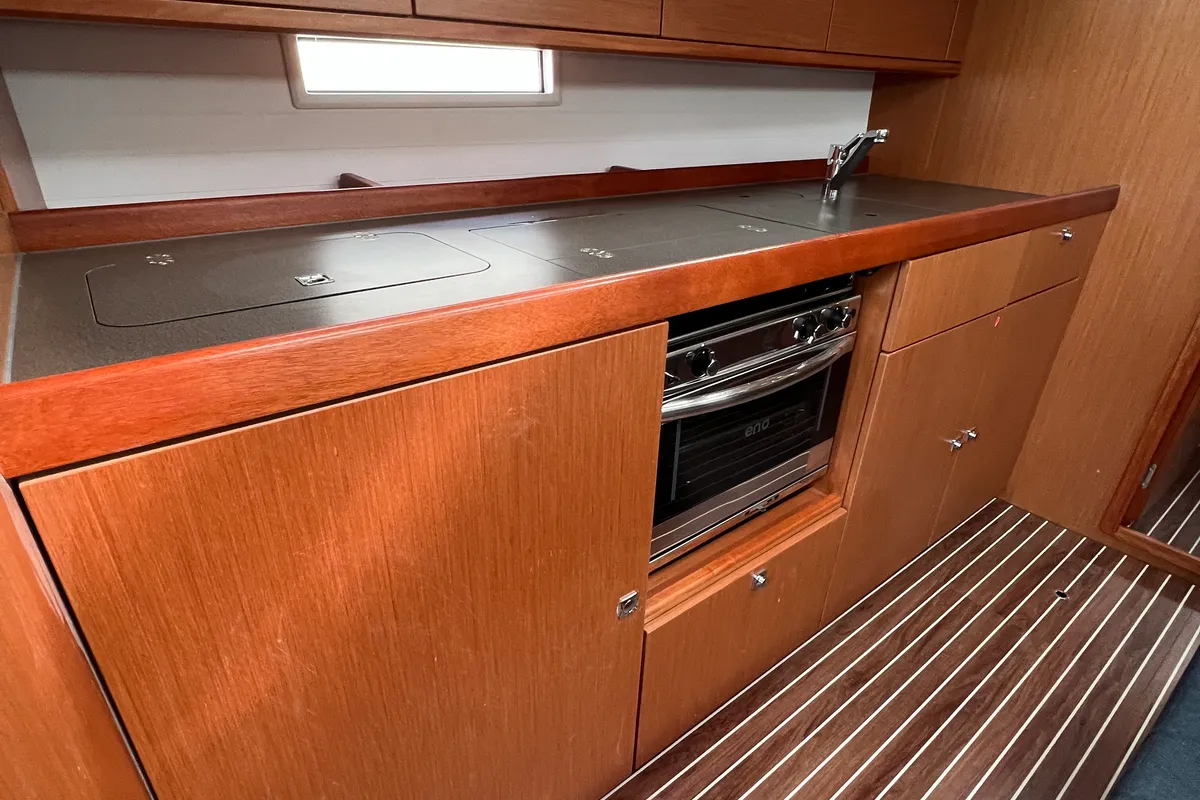 Galley of Twelve, a Bavaria C38 sailboat at Fisksätra, Sweden