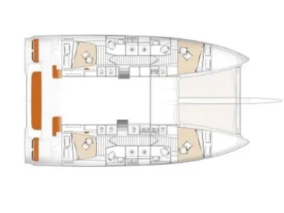 Floor plan of Nicolas, a Excess 14 catamaran at Municipal Unit of Lefkada, Greece