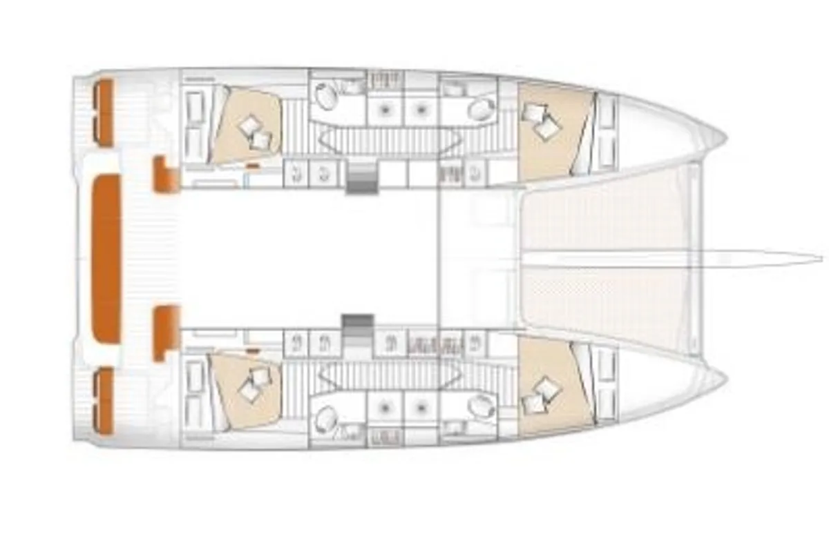 Floor plan of Nicolas, a Excess 14 catamaran at Municipal Unit of Lefkada, Greece