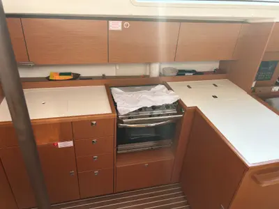 Galley of Juju, a Bavaria C42 sailboat at Fethiye, Turkey